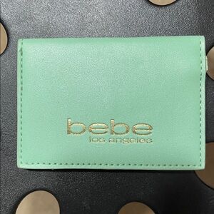 Bebe Mint Green Card Holder with Gold Logo
